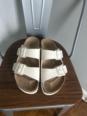 Birkenstock White Arizona Double Strap Sandals platform